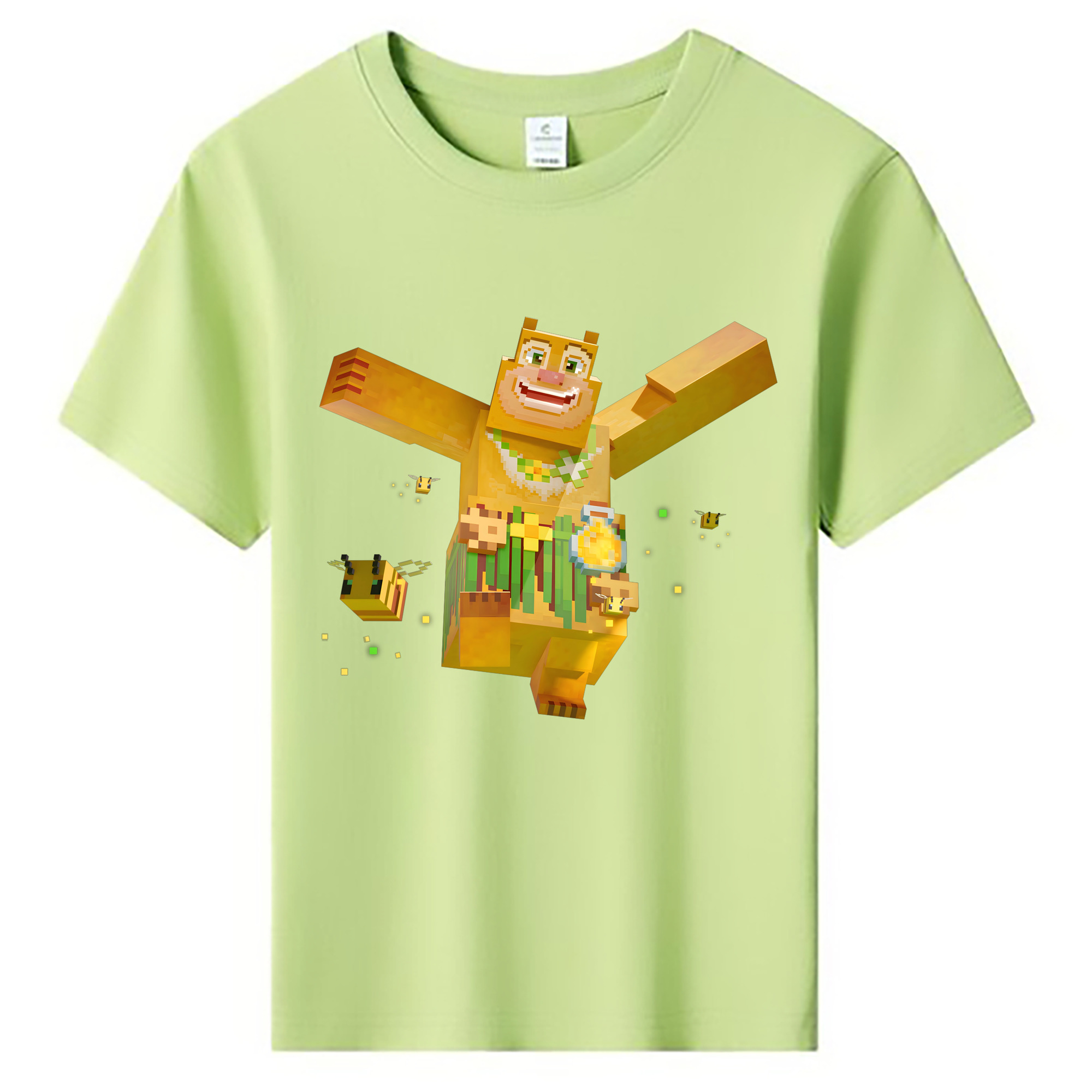 （画像用） マインクラフト ブロックの世界 Minecraft MC Block world 綿100％キッズTシャツ（フロントプリント）